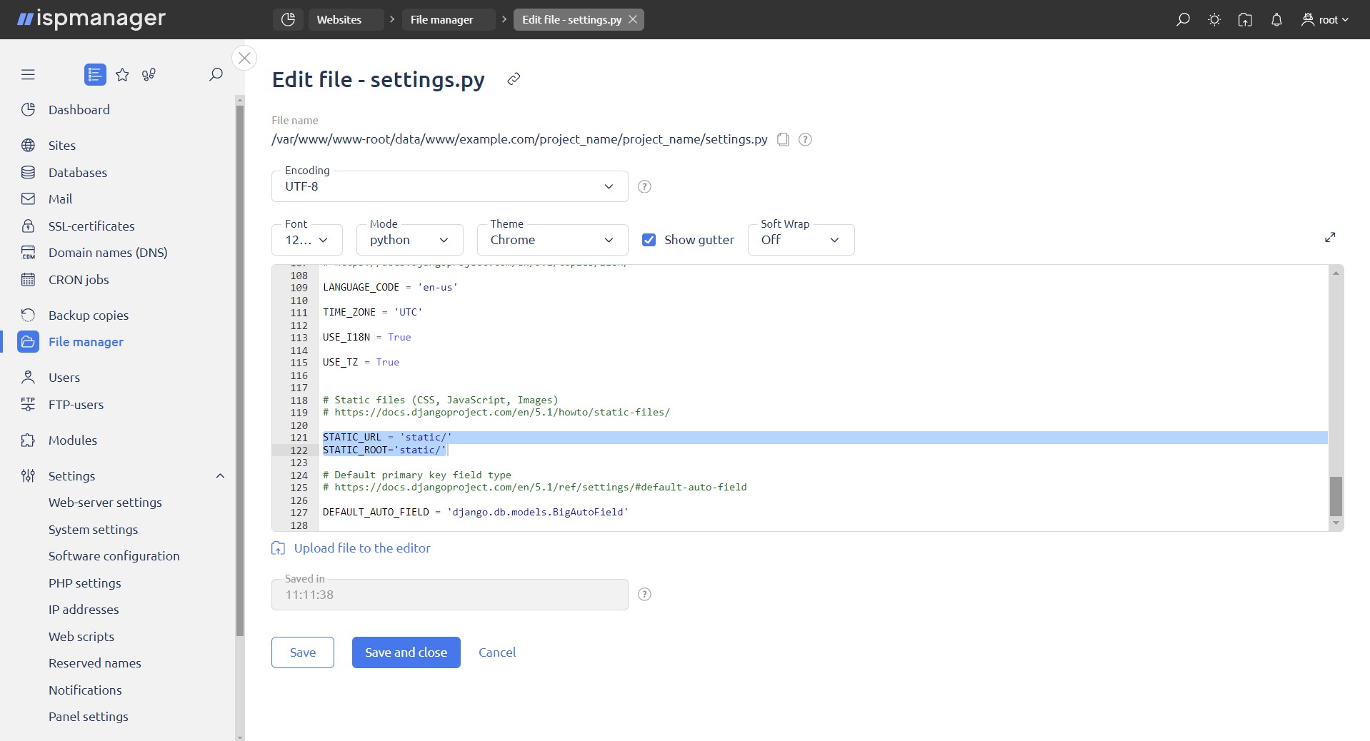 Django STATIC_ROOT settings