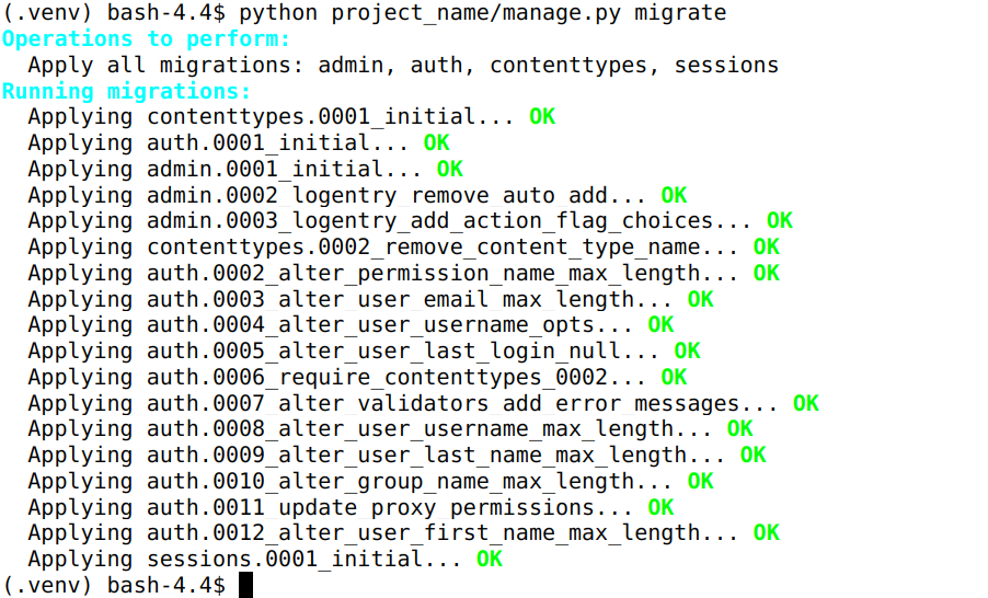 Django migrate command