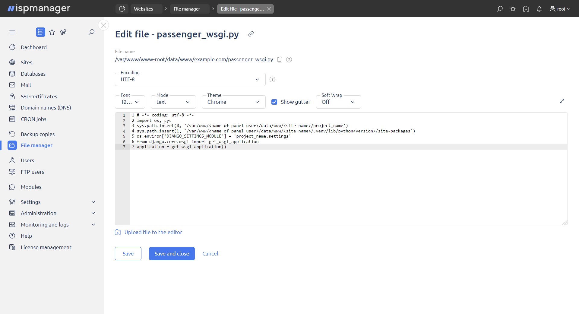 Django passenger_wsgi.py configuration