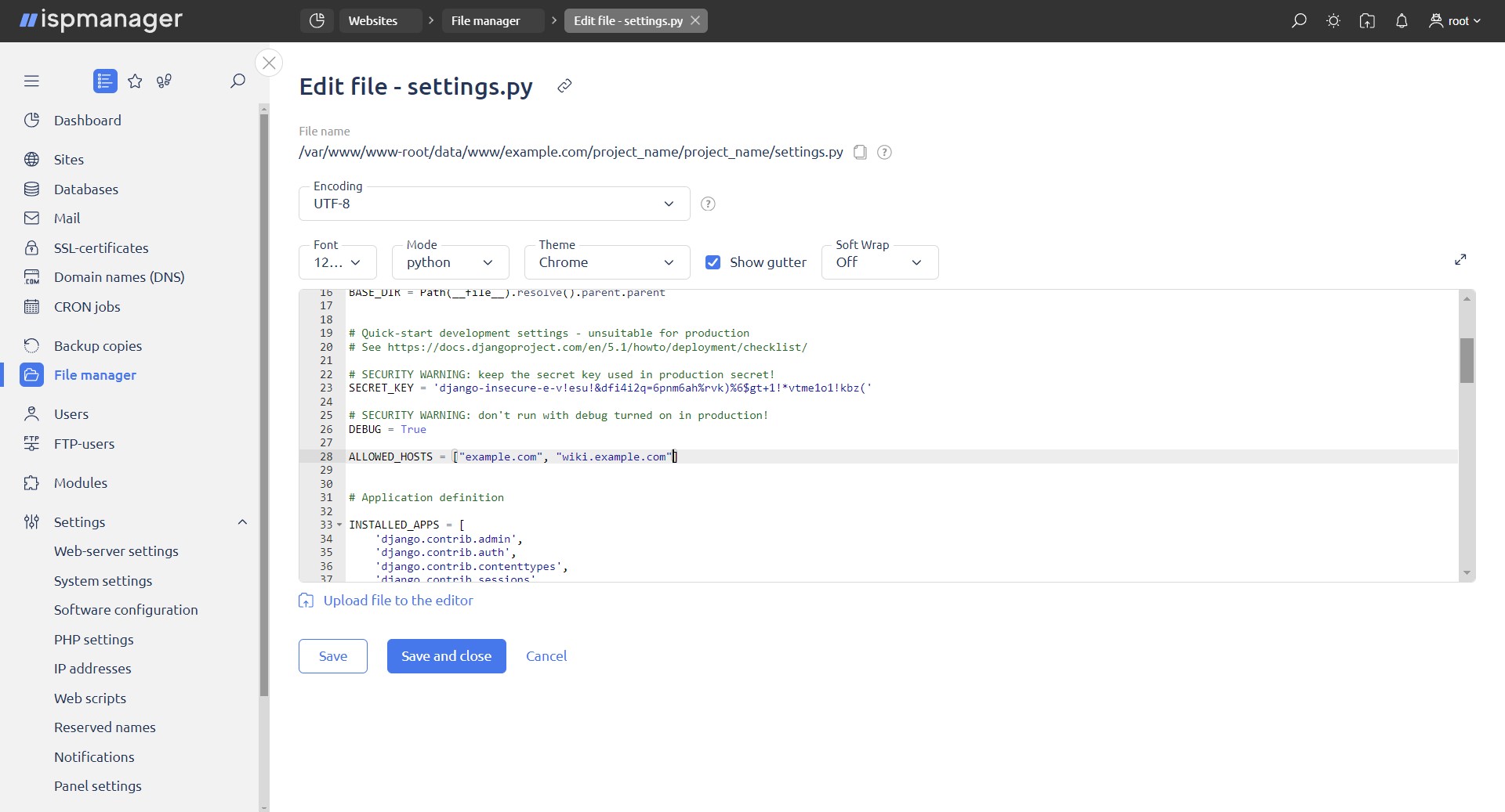 Django ALLOWED_HOSTS settings
